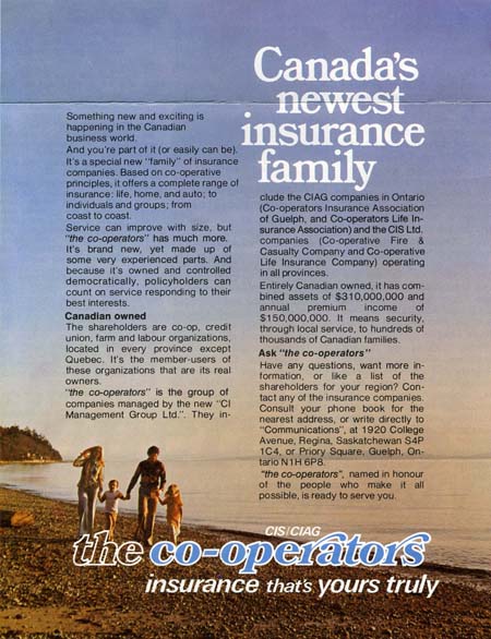Publicité présentant Co-operators en 1976